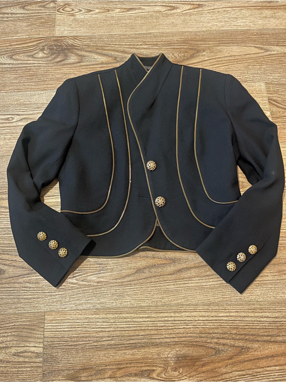 Vintage 90s Cropped Black Jacket size 6 Wool made in USA